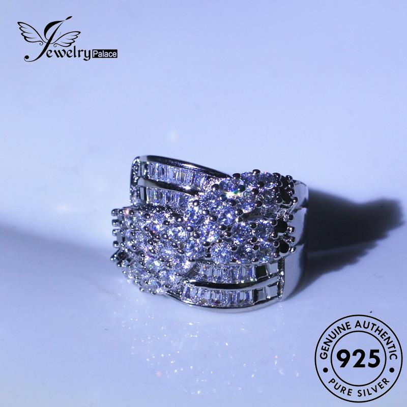 JEWELRYPALACE Silver Silver Murni Aksesori Sterling Perhiasan korea Nikah Cincin Weaving Wanita Moissanite 925 Asli Perak Kawin Diamond Original Personality R920