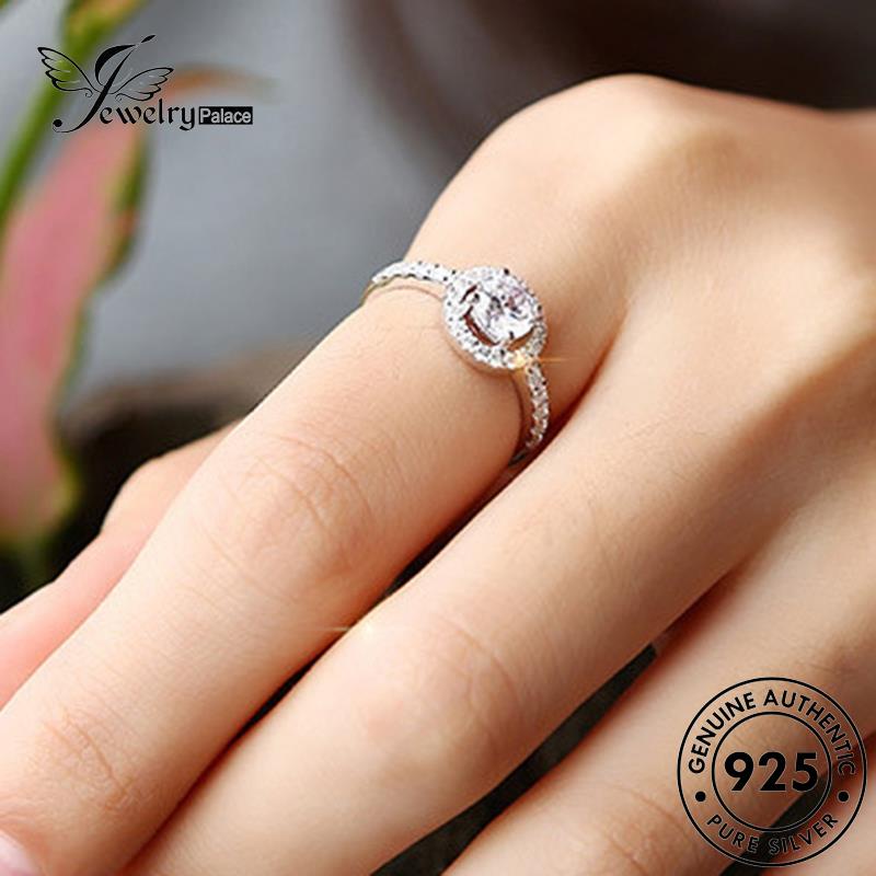 JEWELRYPALACE Sterling Wanita Perhiasan Moissanite Diamond Fashion Murni Aksesori Asli Cincin korea Original Kawin Round Silver Perak Silver 925 Nikah R955