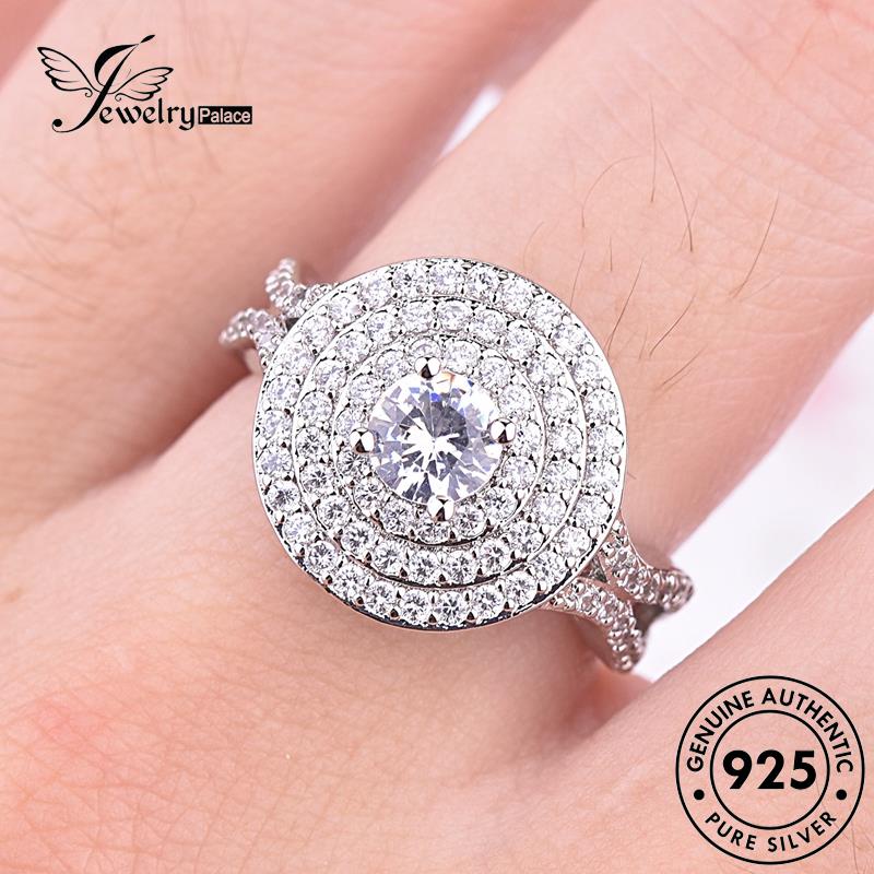 JEWELRYPALACE Kawin Sterling Classic Perak Round Perhiasan 925 Moissanite Wanita Asli Silver Nikah Aksesori Original korea Silver Cincin Diamond Murni R1382