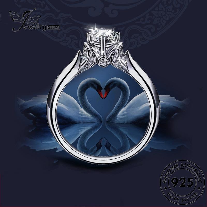 JEWELRYPALACE Asli korea 925 Nikah Moissanite Cincin Wanita Silver Kawin Silver Sterling Classic Perhiasan Diamond Aksesori Perak Murni Swan Original R1710