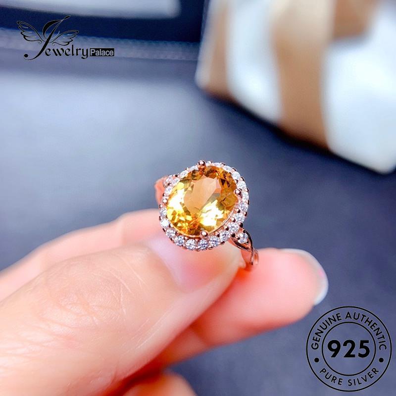 Jewelrypalace Oval Emas Asli Cincin Wanita925 Klasik Citrine Perak R1844