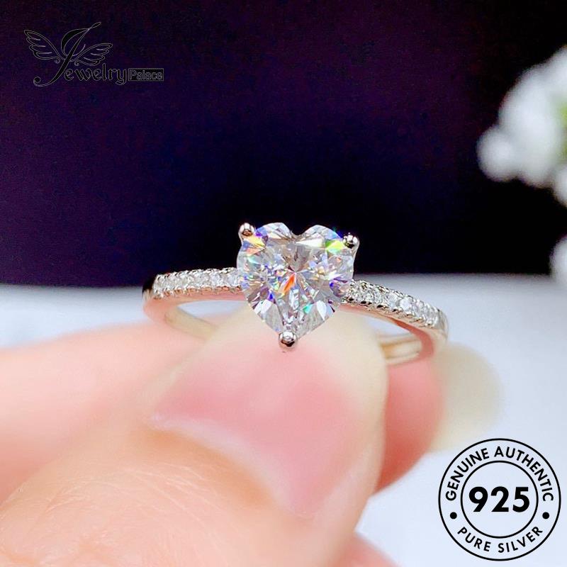 JEWELRYPALACE Diamond Kawin 925 korea Wanita Silver Moissanite Simple Nikah Perhiasan Sterling Love Asli Cincin Aksesori Perak Original Silver Murni R1861