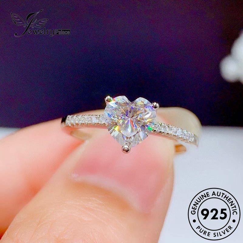 JEWELRYPALACE Diamond Kawin 925 korea Wanita Silver Moissanite Simple Nikah Perhiasan Sterling Love Asli Cincin Aksesori Perak Original Silver Murni R1861