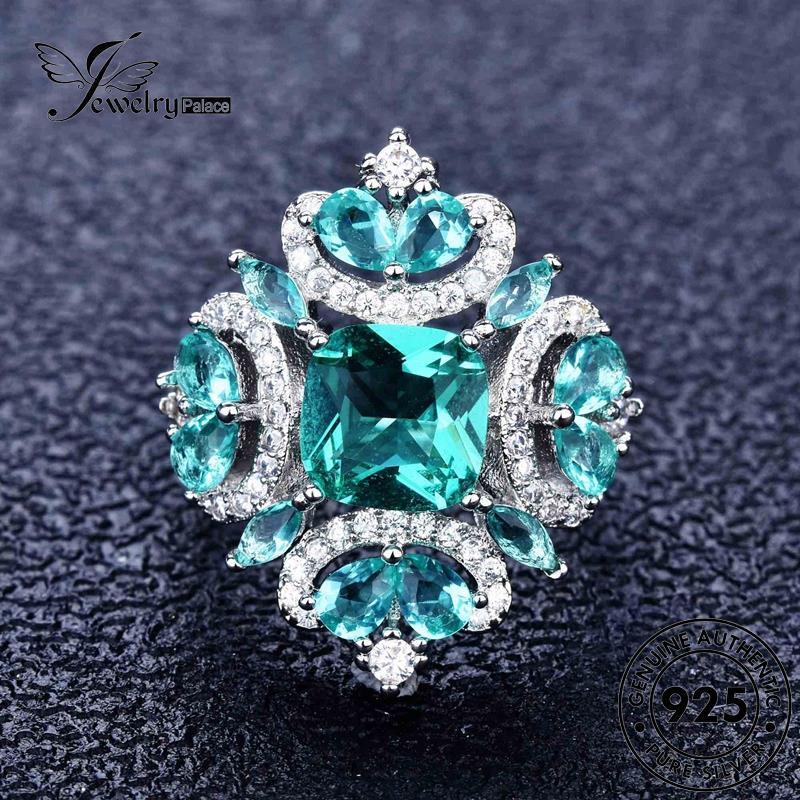 JEWELRYPALACE Silver 925 Cincin Perhiasan Murni Silver Original Nikah Asli Aksesori Kawin Sterling Personality Wanita Perak korea Emerald R1866
