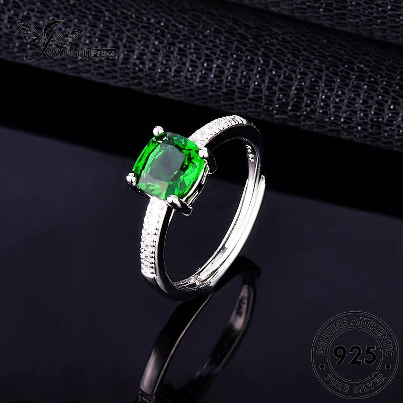 JEWELRYPALACE Wanita Original Murni 925 Kawin Emerald Sterling Perhiasan Nikah korea Classic Aksesori Perak Silver Cincin Silver Asli Square R1758