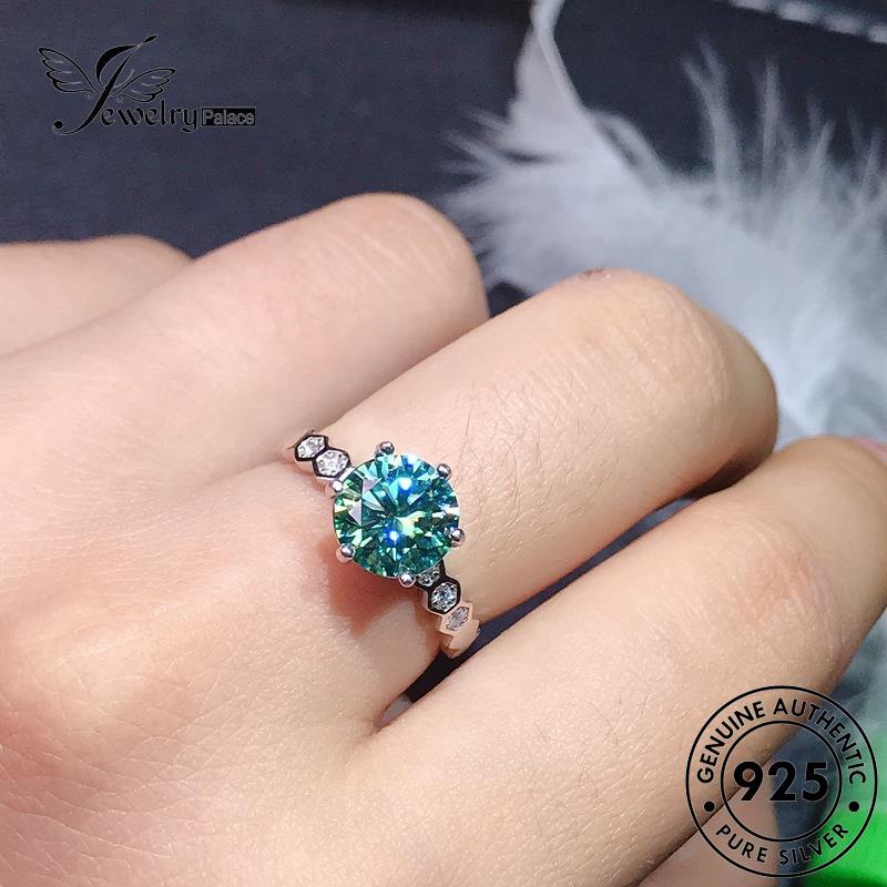 JEWELRYPALACE Kawin korea Original Sterling Classic Aksesori Perhiasan Silver Nikah 925 Perak Cincin Silver Aquamarine Murni Asli Wanita R1915