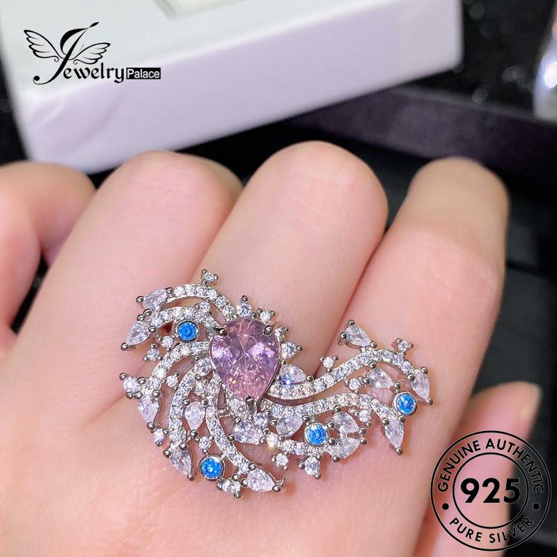 JEWELRYPALACE Sterling Wanita 925 Kawin Silver Cincin Nikah Original Flowers korea Aksesori Sapphire Murni Perhiasan Creative Asli Perak Silver R1924