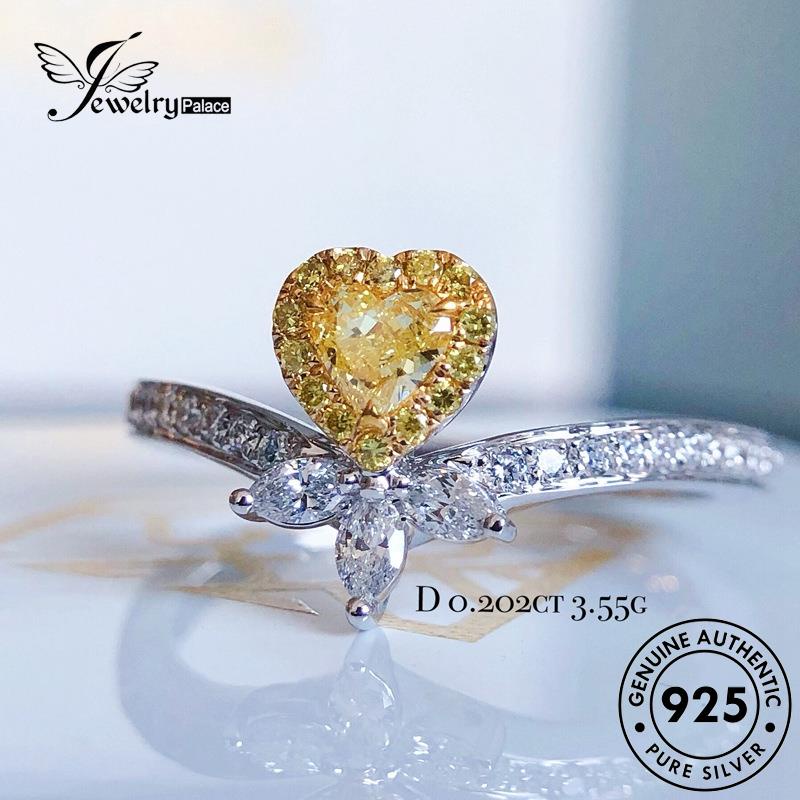 JEWELRYPALACE Asli Silver Perak Sterling Citrine Love 925 Silver Aksesori Kawin Perhiasan Original Nikah korea Wanita Personality Murni Cincin R1926