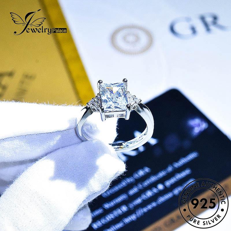 JEWELRYPALACE Fashion Moissanite Sterling Perak Asli korea Silver Perhiasan Original Nikah Cincin 925 Square Murni Silver Diamond Aksesori Kawin Wanita R2011