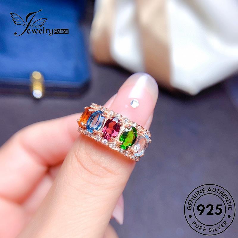 JEWELRYPALACE Murni Wanita Cincin Personality Color Sterling Perhiasan 925 Gold Silver Aksesori Kawin Ruby Original Asli Silver korea Nikah Perak R2114