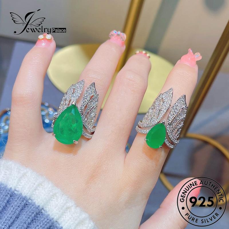 JEWELRYPALACE Emerald Sterling Aksesori 925 Silver Perak Nikah Asli Murni Wanita Vintage Cincin Wings korea Kawin Perhiasan Original Silver Angel R2119