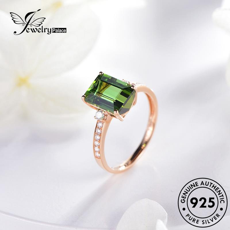 JEWELRYPALACE Asli Emerald Murni 925 Silver Nikah Original Retro Square Perak Kawin Sterling Aksesori Wanita Silver korea Perhiasan Cincin R2124