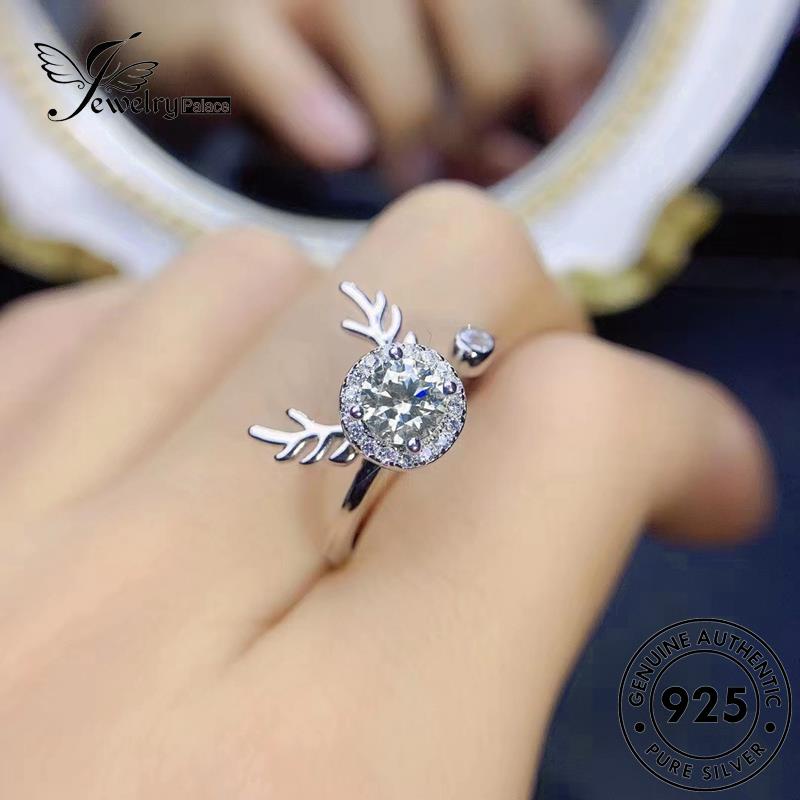 JEWELRYPALACE Moissanite Silver Cincin Perak Perhiasan Elk Diamond korea Silver 925 Nikah Murni Minimalistic Asli Sterling Aksesori Original Wanita Kawin R2088