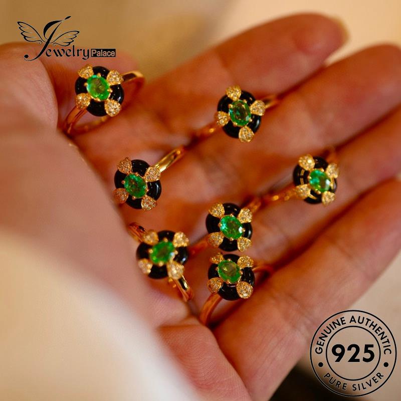 JEWELRYPALACE Original Silver Perhiasan Vintage Asli Kawin Aksesori korea Cincin 925 Emerald Wanita Murni Perak Silver Nikah Sterling R2092