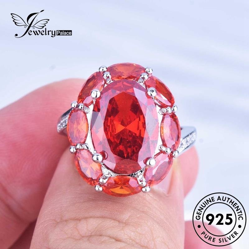 JEWELRYPALACE Asli Kawin korea Temperament Wanita Oval Original Murni Nikah Sterling Silver Perak Aksesori Perhiasan 925 Ruby Cincin Silver R2174