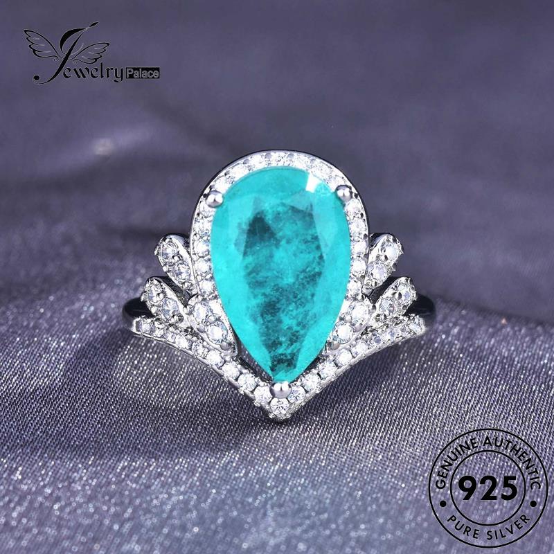 JEWELRYPALACE Pear Shape Kawin Murni Cincin Aquamarine Asli Wanita korea Sterling Nikah Perak Silver Vintage Original Perhiasan 925 Silver Aksesori R2176