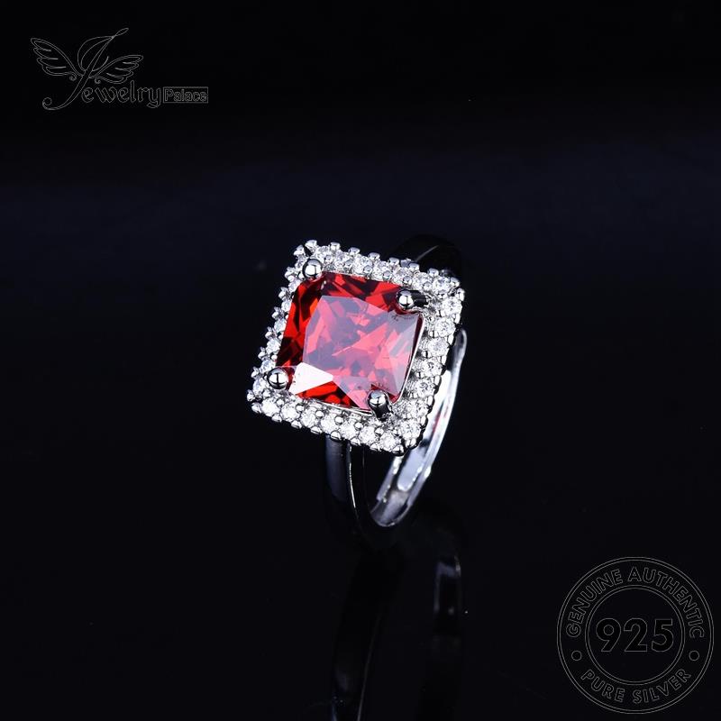 JEWELRYPALACE Silver Nikah Perhiasan Kawin Murni Asli Sterling Silver Retro 925 korea Cincin Original Square Wanita Aksesori Perak Ruby R2227