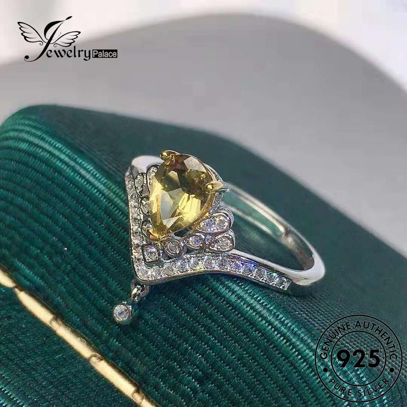 JEWELRYPALACE Drop Original Aksesori Shape Nikah korea Silver Wanita Sterling Perak 925 Murni Perhiasan Temperament Citrine Kawin Asli Cincin Silver R2291