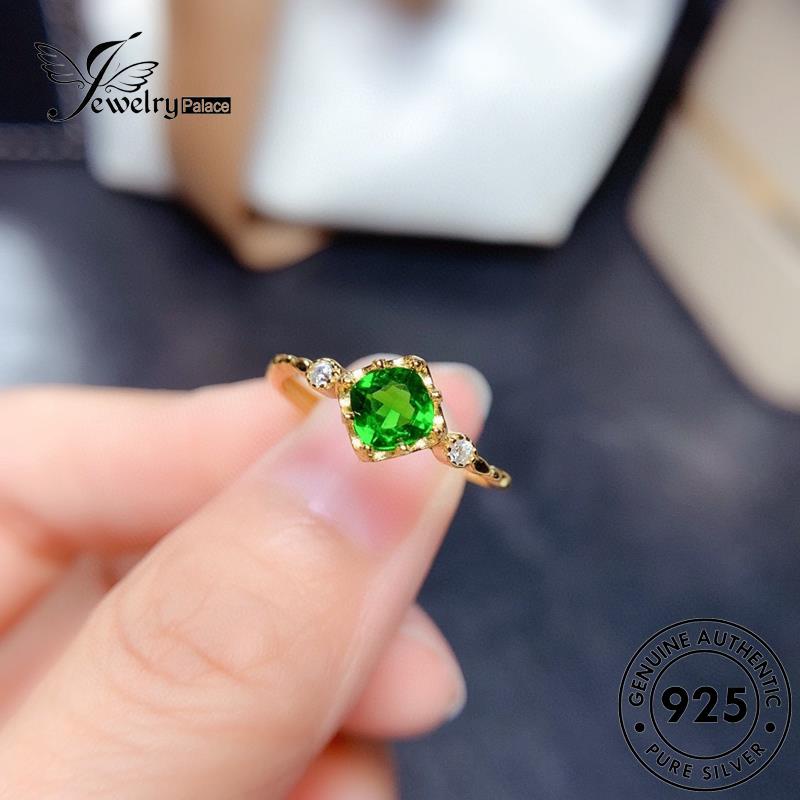 JEWELRYPALACE Simple Asli Cincin Murni Perak Gold Silver Silver Small Kawin Sterling korea Emerald Original Aksesori Perhiasan Nikah 925 Wanita Round R2303