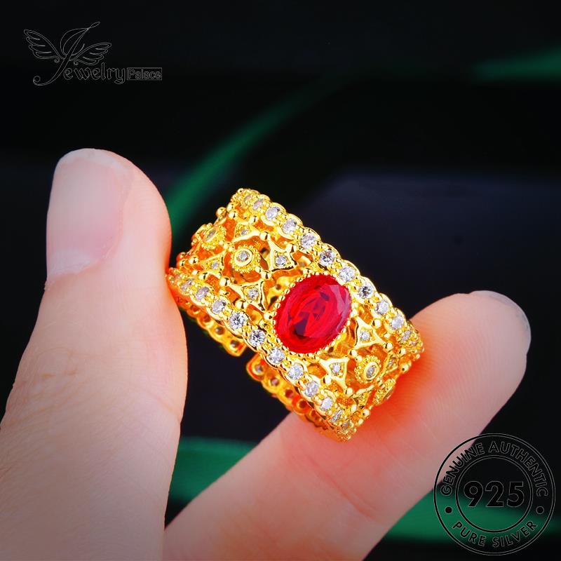 JEWELRYPALACE Murni Asli Ruby Original Perak Perhiasan Retro Nikah Court Kawin Silver Silver Cincin Wanita korea Sterling 925 Aksesori R2369