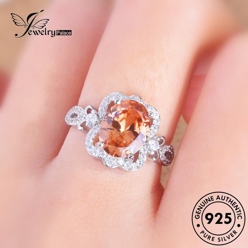 Jewelrypalace Citrine Square925 Cincin Perak Asli Mewah Wanita R2416