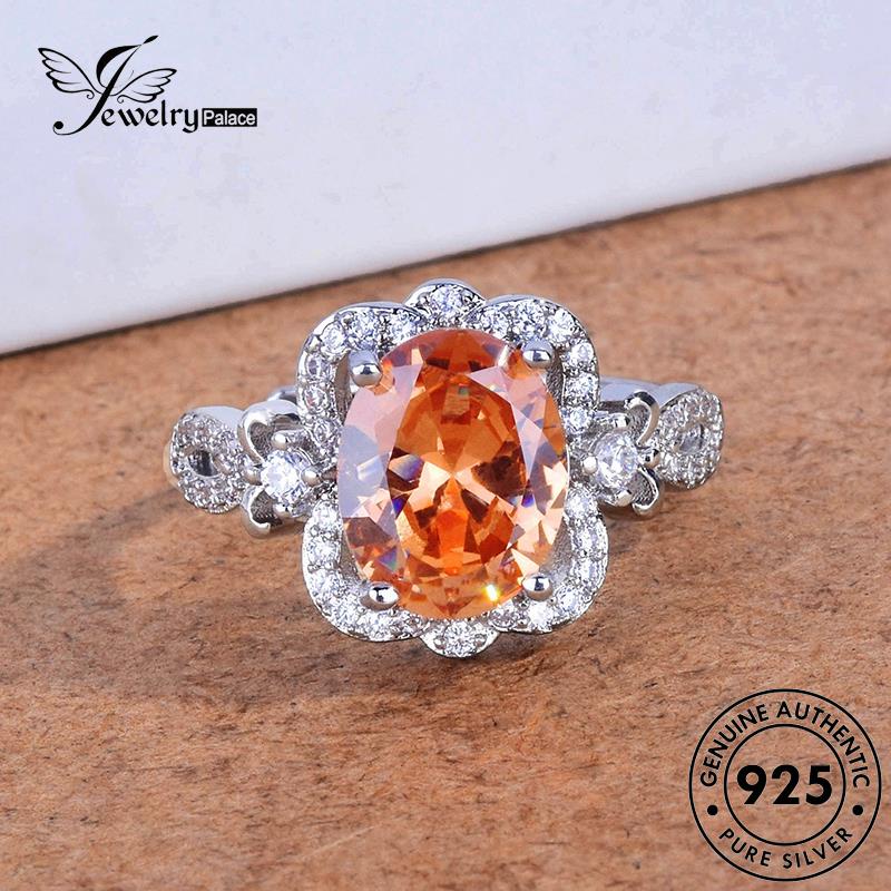 Jewelrypalace Citrine Square925 Cincin Perak Asli Mewah Wanita R2416