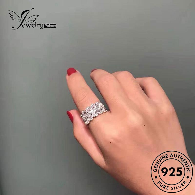 JEWELRYPALACE Sterling 925 Cincin Silver korea Aksesori Petals Personality Silver Kawin Perak Perhiasan Nikah Diamond Moissanite Asli Original Wanita Murni R2424