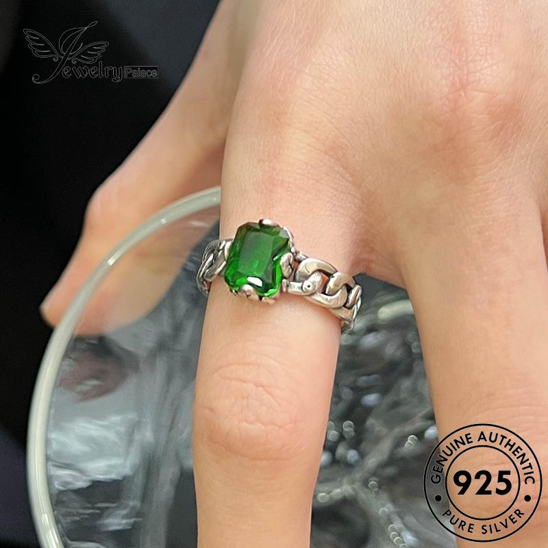 JEWELRYPALACE Kawin Asli Sterling Silver Wanita Round Murni korea Silver Perak 925 Emerald Aksesori Nikah Original Personality Cincin Perhiasan R2431