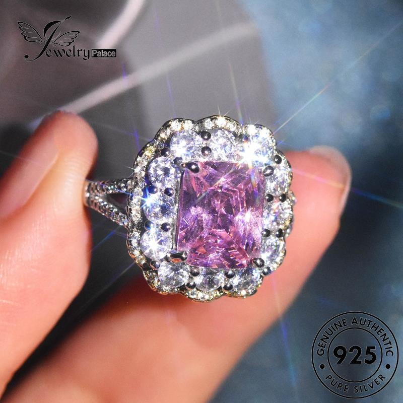 JEWELRYPALACE Square Silver Aksesori Nikah 925 Silver Murni Kawin Sterling Luxury Perak Original Cincin Asli Amethyst korea Perhiasan Wanita R2520