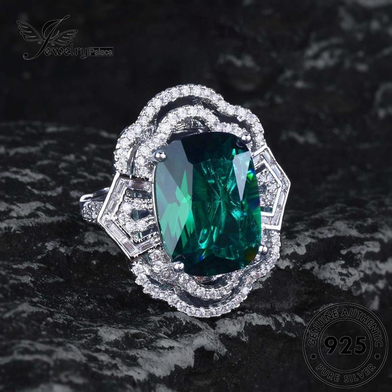 JEWELRYPALACE Silver 925 Kawin Cincin Nikah Perak Emerald Flowers Asli Aksesori Perhiasan Retro Sterling Original korea Wanita Silver Murni R2551