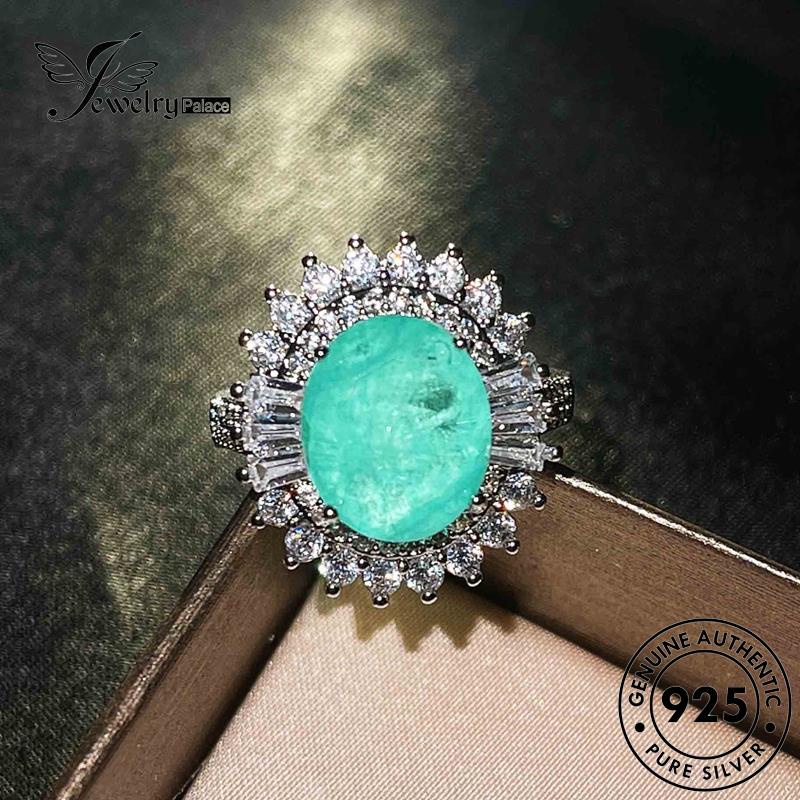 Jewelrypalace Kalung Set Telur Bentuk Perak Aquamarine Asli925Wanita Simple S142