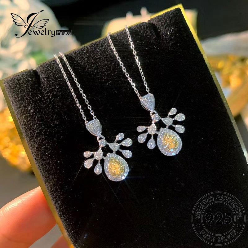 Jewelrypalace Fashion Asli925 Perak Citrine Kalung Set Wanita S149