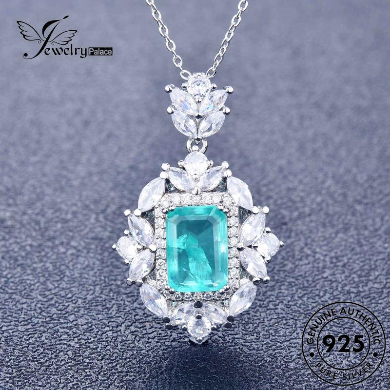 Jewelrypalace Set Asli High-End Kalung Pola925 Aquamarine Wanita Perak S152