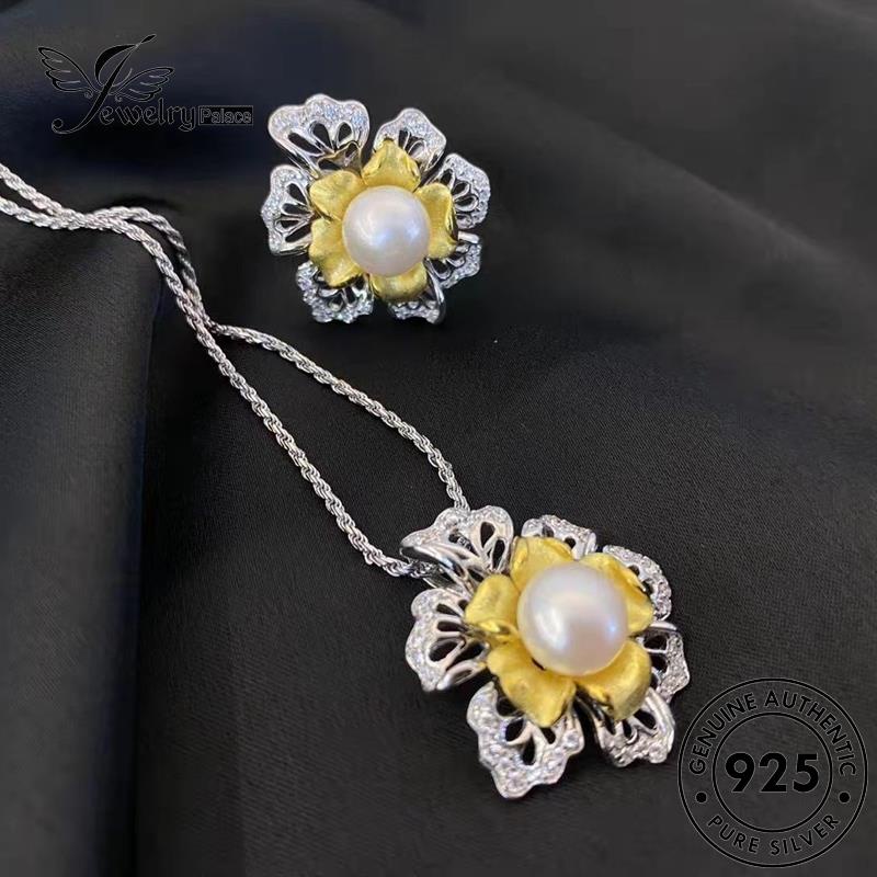 Jewelrypalace Mutiara Set Kalung Perak Asli Bunga Wanita925 Kreatif S128