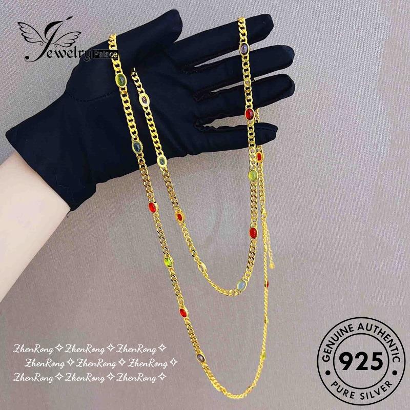 Jewelrypalace Original Kalung Ruby925 Perak Wanita Mewah Set Warna S222