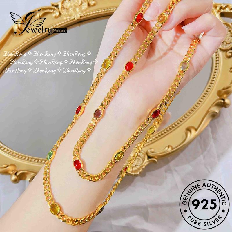 Jewelrypalace Original Kalung Ruby925 Perak Wanita Mewah Set Warna S222
