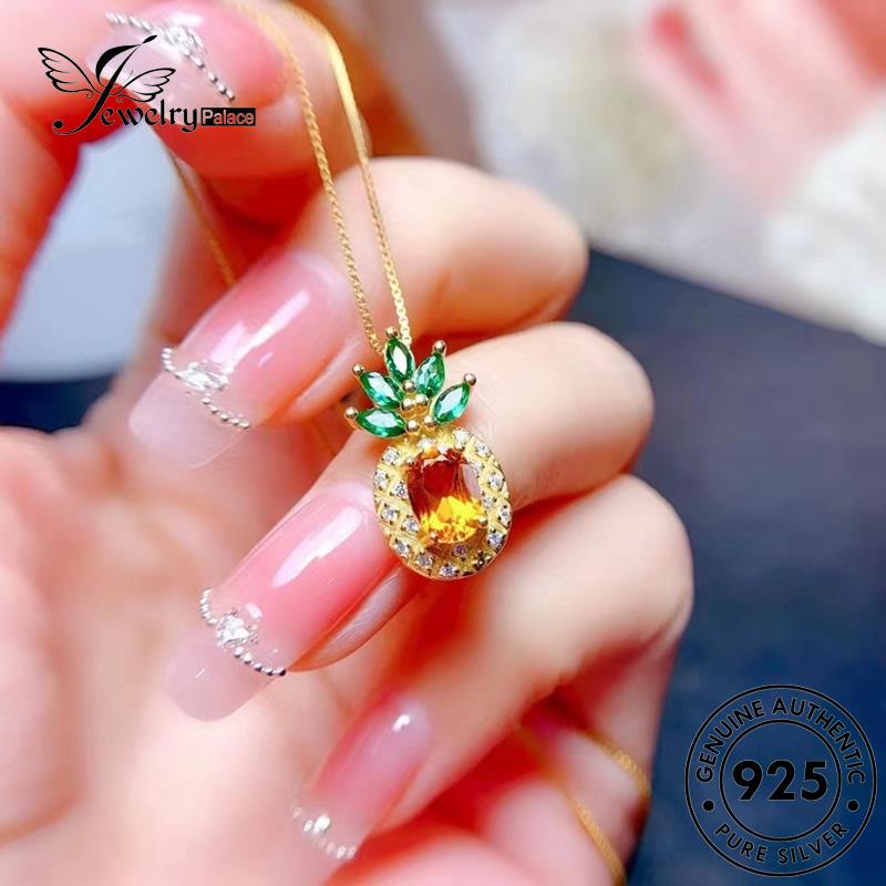 Jewelrypalace Kreatif Asli Nanas Set925 Perak Kalung Citrine Wanita S215