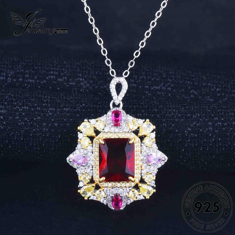 Jewelrypalace Kalung Perak Temperamen925 Wanita Asli Set Ruby S258