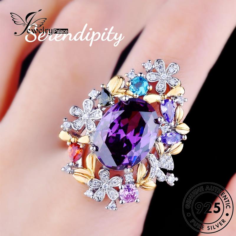 Tempat Perhiasan925 Wanita Kalung Perak Asli Amethyst Set Mewah S279