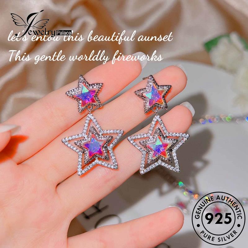 Jewelrypalace Perak Asli925 Kalung Berlian Wanita Set Bintang Pink Manis Kristal S283