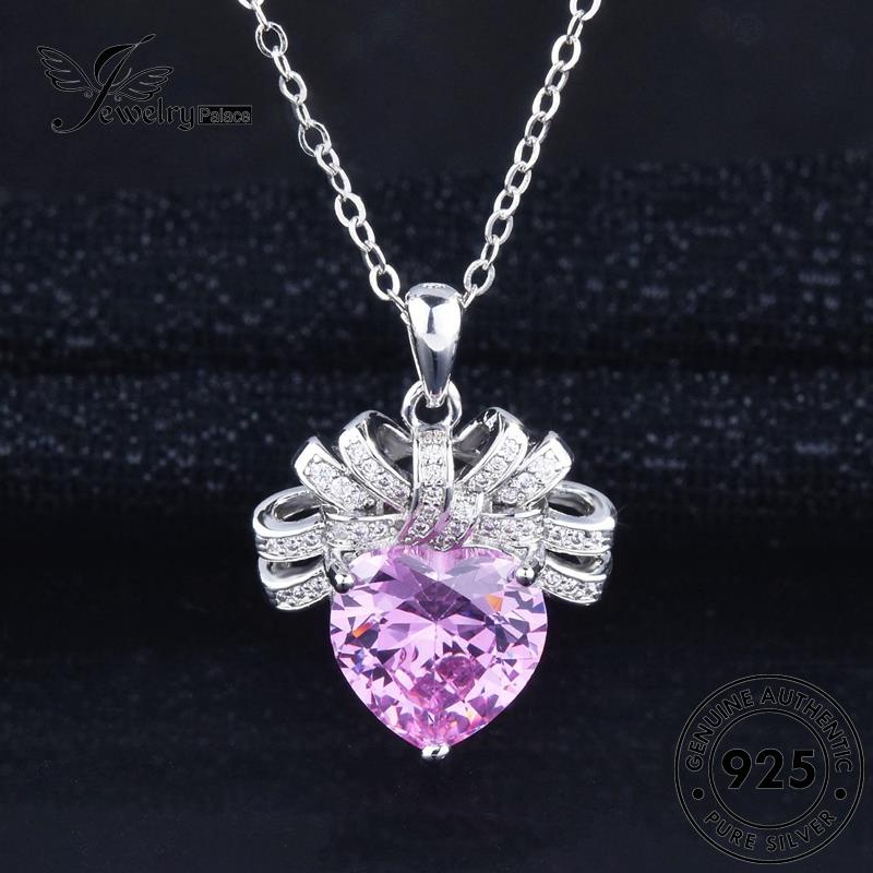 Jewelrypalace Kalung Berlian Wanita Silver Pink Set Asli Kristal925Kreativitas S289