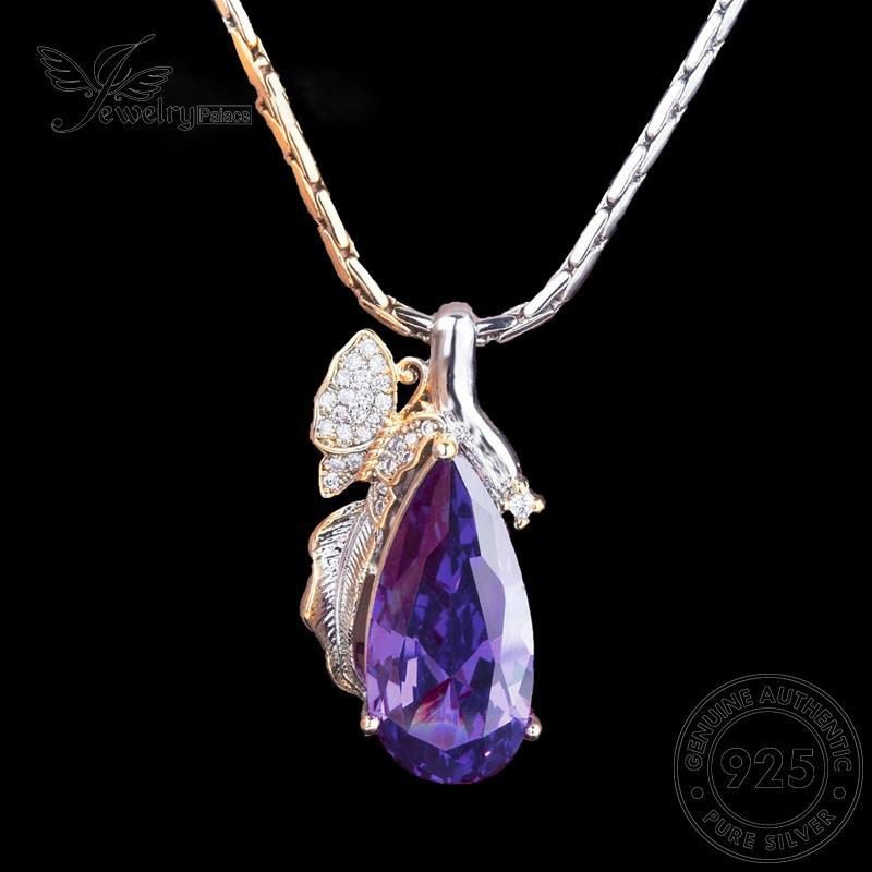 Jewelrypalace Kalung Fashion Asli Set Wanita925 Perak Amethyst Butterfly S291