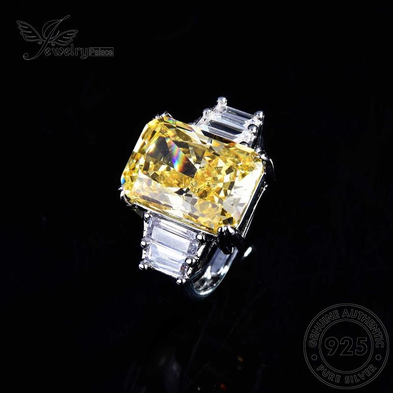 Jewelrypalace Citrine925 Set Perak Wanita Asli Temperamen Berlian Kalung Persegi S343