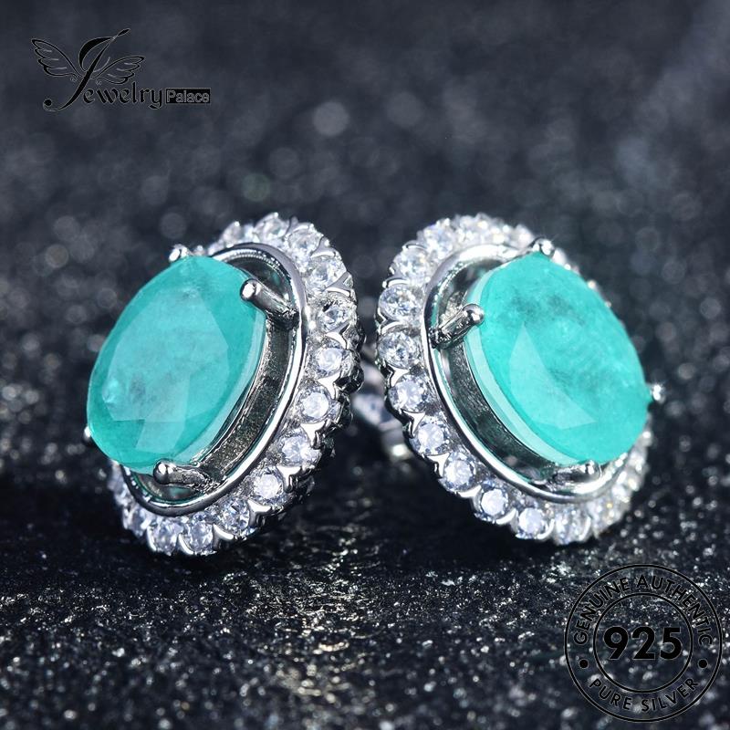 Jewelrypalace925 Set Telur Wanita Bentuk Asli Aquamarine Vintage Kalung Perak S344