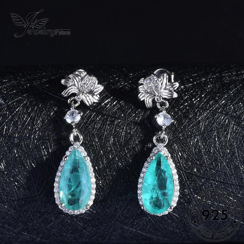 Set Perhiasanpalace Retro Kalung Tetes Air925 Perak Aquamarine Wanita Asli S351