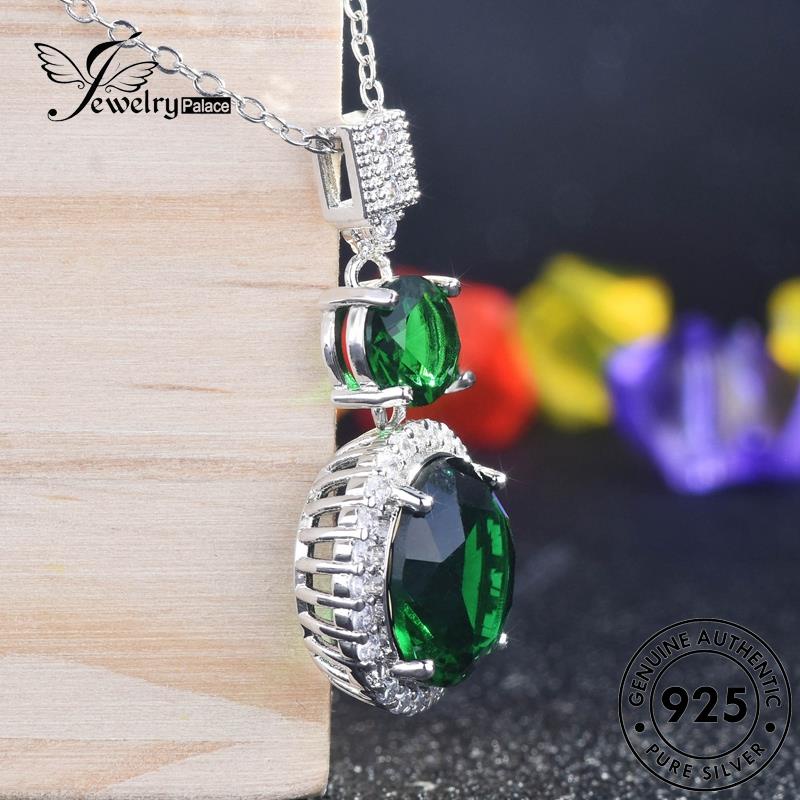 Tempat Perhiasan Wanita Kreatif925 Lingkaran Safir Perak Asli Set Kalung S362