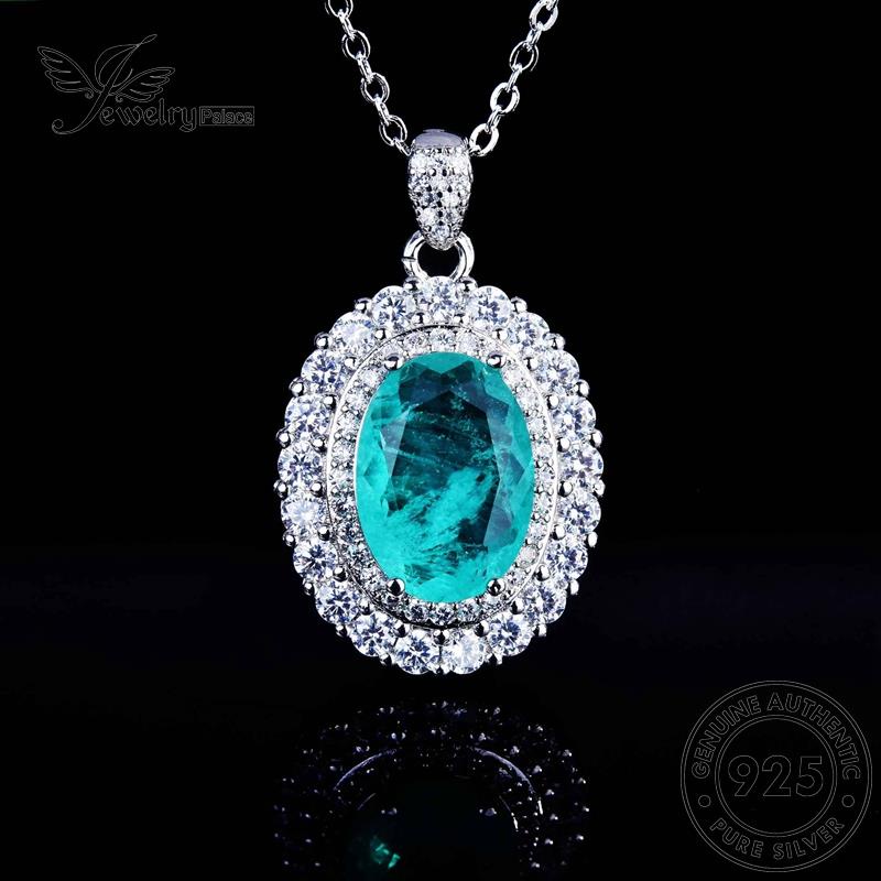 Jewelrypalace Telur Mulia Perak Set Bentuk Wanita925 Safir Kalung Asli S338