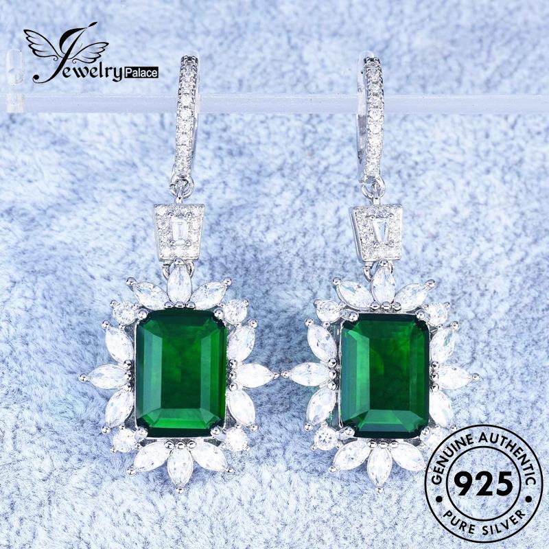 Jewelrypalace Set Kalung Fashion Berlian Zamrud925Segi Asli Wanita Perak S339