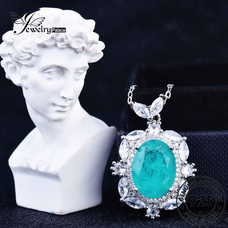 Tempat Perhiasan925 Kalung Set Mewah Wanita Silver Aquamarine Asli S398