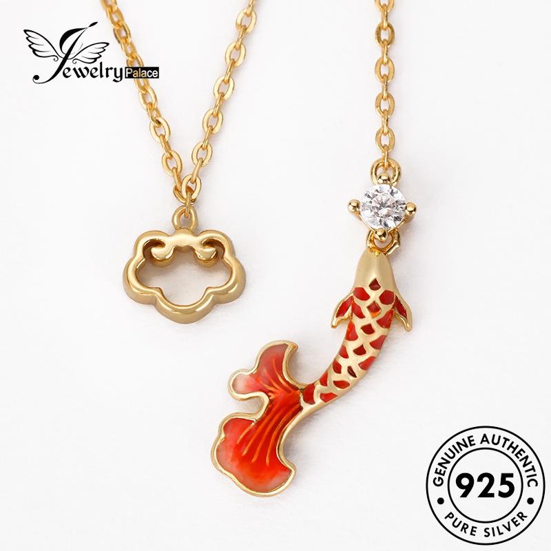 Jewelrypalace Enamel Perak Koi Wanita Set925 Kalung Asli S422